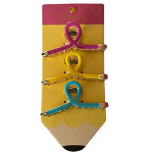 NWT Piper K Set of 3 Pencil Hair Clips • Back to School • Teacher